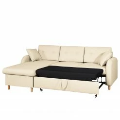 Mørteens Canapé d'angle convertible Eastville - Tissu - Méridienne à monter à gauche ou à droite - Beige clair - Coffre de lit - Fonction couchage -loftscape Boutique ecksofa eastville mit schlaffunktion webstoff longchair beidseitig montierbar hellbeige 4514948