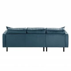 Eva Padberg Collection Canapé d'angle Edina - Bleu foncé - Méridienne courte à gauche (vue de face) - Sans repose-pieds -loftscape Boutique ecksofa edina samt longchair ottomane davorstehend links ohne hocker dunkelblau 4709760