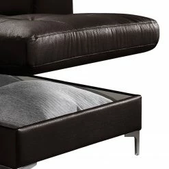 Cotta Canapé d'angle Eduardo II - Marron foncé - Méridienne courte à droite (vue de face) - Coffre de lit - Fonction couchage -loftscape Boutique ecksofa eduardo ii echtleder longchair ottomane davorstehend rechts mit schlaffunktion dunkelbraun 5152484