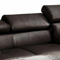 Cotta Canapé d'angle Eduardo II - Marron foncé - Méridienne courte à droite (vue de face) - Coffre de lit - Fonction couchage -loftscape Boutique ecksofa eduardo ii echtleder longchair ottomane davorstehend rechts mit schlaffunktion dunkelbraun 5152488