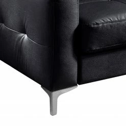Cotta Canapé d'angle Eduardo II - Noir - Méridienne courte à droite (vue de face) - Coffre de lit - Fonction couchage -loftscape Boutique ecksofa eduardo ii echtleder longchair ottomane davorstehend rechts mit schlaffunktion schwarz 5152352