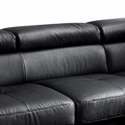 Cotta Canapé d'angle Eduardo II - Noir - Méridienne courte à droite (vue de face) - Coffre de lit - Fonction couchage -loftscape Boutique ecksofa eduardo ii echtleder longchair ottomane davorstehend rechts mit schlaffunktion schwarz 5152360