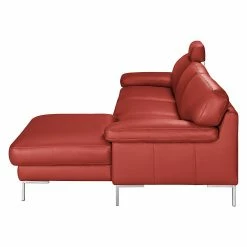Ars manufacti Canapé d'angle Parlin - Rouge - Méridienne courte à droite (vue de face) - Avec appui-tête -loftscape Boutique ecksofa essos echtleder longchair davorstehend rechts mit kopfstuetze kaminrot 1602082