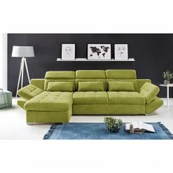 Fredriks Canapé d'angle Estoi - Méridienne courte à gauche (vue de face) - Accoudoir réglable -loftscape Boutique ecksofa estoi microfaser pistaziengruen ottomane davorstehend links ohne schlaffunktion 4919364