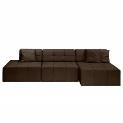 Fredriks Canapé d'angle Healy - Expresso - Méridienne courte à droite (vue de face) - Sans repose-pieds -loftscape Boutique ecksofa healy filz longchair ottomane davorstehend rechts ohne hocker braun 4773224