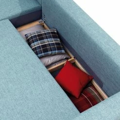 Tom Tailor Canapé d'angle Heaven Casual - Tissu TCU : 6 fresh blue - Méridienne courte à gauche (vue de face) - Fonction couchage - Coffre de lit 7 Tom Tailor Canapé d'angle Heaven Casual - Tissu TCU : 6 fresh blue - Méridienne courte à gauche (vue de face) - Fonction couchage - Coffre de lit -loftscape Boutique ecksofa heaven casual mit schlaffunktion webstoff aqua longchair davorstehend links 265275