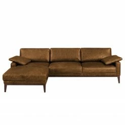 Ars manufacti Canapé d'angle Horley I Cuir véritable - Marron - Méridienne courte à gauche (vue de face) -loftscape Boutique ecksofa horley echtleder longchair davorstehend links cognac 4463616