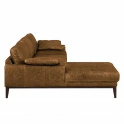 Ars manufacti Canapé d'angle Horley I Cuir véritable - Marron - Méridienne courte à gauche (vue de face) -loftscape Boutique ecksofa horley echtleder longchair davorstehend links cognac 4463620
