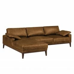 Ars manufacti Canapé d'angle Horley I Cuir véritable - Marron - Méridienne courte à gauche (vue de face) -loftscape Boutique ecksofa horley echtleder longchair davorstehend links cognac 4463628