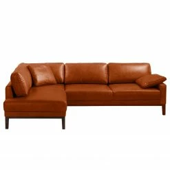 Ars manufacti Canapé d'angle Horley II - Marron miel - Méridienne longue à gauche (vue de face) -loftscape Boutique ecksofa horley ii echtleder ottomane davorstehend links honigbraun 4672016