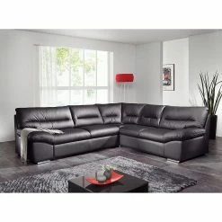 Cotta Canapé d'anle Howard (convertible) - Cuir synthétique noir - Fonction couchage à gauche (vue de face) 10 Cotta Canapé d'anle Howard (convertible) - Cuir synthétique noir - Fonction couchage à gauche (vue de face) -loftscape Boutique ecksofa howard mit schlaffunktion kunstleder schwarz bettfunktion davorstehend links 426818