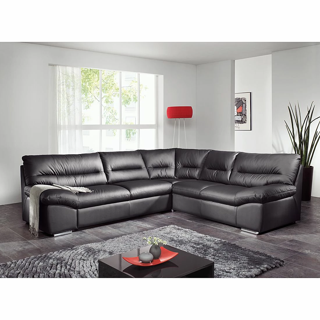 Cotta Canapé d'anle Howard (convertible) - Cuir synthétique noir - Fonction couchage à gauche (vue de face) 4 Cotta Canapé d'anle Howard (convertible) - Cuir synthétique noir - Fonction couchage à gauche (vue de face) – Image 2