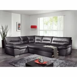 Cotta Canapé d'anle Howard (convertible) - Cuir synthétique noir - Fonction couchage à droite (vue de face) 10 Cotta Canapé d'anle Howard (convertible) - Cuir synthétique noir - Fonction couchage à droite (vue de face) -loftscape Boutique ecksofa howard mit schlaffunktion kunstleder schwarz bettfunktion davorstehend rechts 264394