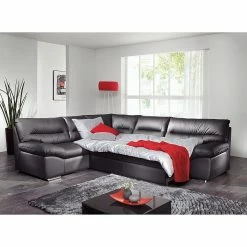 Cotta Canapé d'anle Howard (convertible) - Cuir synthétique noir - Fonction couchage à droite (vue de face) 11 Cotta Canapé d'anle Howard (convertible) - Cuir synthétique noir - Fonction couchage à droite (vue de face) -loftscape Boutique ecksofa howard mit schlaffunktion kunstleder schwarz bettfunktion davorstehend rechts 264395