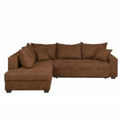 Loftscape Canapé d'angle Inywa - Convertible / montable des deux côtés - Aspect cuir antique - Microfibre Priya: Cognac - Avec fonction couchage -loftscape Boutique ecksofa inywa mit schlaffunktion beidseitig montierbar antiklederlook cognac 4789900