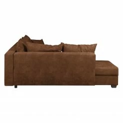 Loftscape Canapé d'angle Inywa - Convertible / montable des deux côtés - Aspect cuir antique - Microfibre Priya: Cognac - Avec fonction couchage -loftscape Boutique ecksofa inywa mit schlaffunktion beidseitig montierbar antiklederlook cognac 4789912