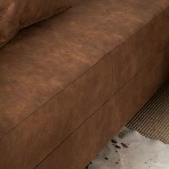 Loftscape Canapé d'angle Inywa - Convertible / montable des deux côtés - Aspect cuir antique - Microfibre Priya: Cognac - Avec fonction couchage -loftscape Boutique ecksofa inywa mit schlaffunktion beidseitig montierbar antiklederlook cognac 4789940