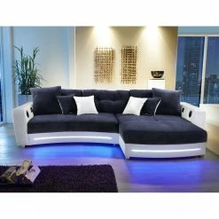 Loftscape Canapé d'angle Lanai (éclairage fourni) - Bleu foncé / Blanc 11 Loftscape Canapé d'angle Lanai (éclairage fourni) - Bleu foncé / Blanc -loftscape Boutique ecksofa lanai inkl beleuchtung kunstleder microfaser longchair beidseitig montierbar dunkelblau 3198341