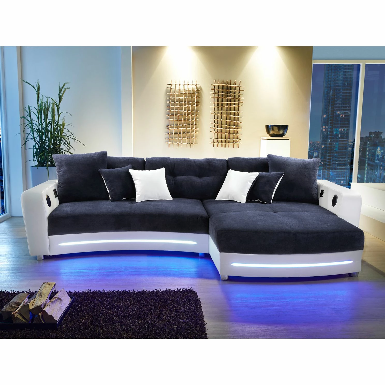 Loftscape Canapé d'angle Lanai (éclairage fourni) - Bleu foncé / Blanc 5 Loftscape Canapé d'angle Lanai (éclairage fourni) - Bleu foncé / Blanc – Image 3