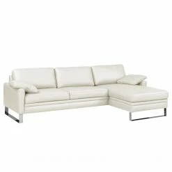 Fredriks Canapé d'angle Laureto II - Blanc - Méridienne courte à droite (vue de face)