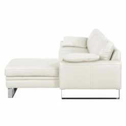Fredriks Canapé d'angle Laureto II - Blanc - Méridienne courte à droite (vue de face) -loftscape Boutique ecksofa laureto ii echtleder longchair davorstehend rechts weiss 3610709
