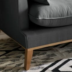 Eva Padberg Collection Canapé d'angle Lavina - Tissu Moretey : Gris - Méridienne longue à droite (vue de face) -loftscape Boutique ecksofa lavina webstoff ottomane davorstehend rechts stoff moretey grau 4793124