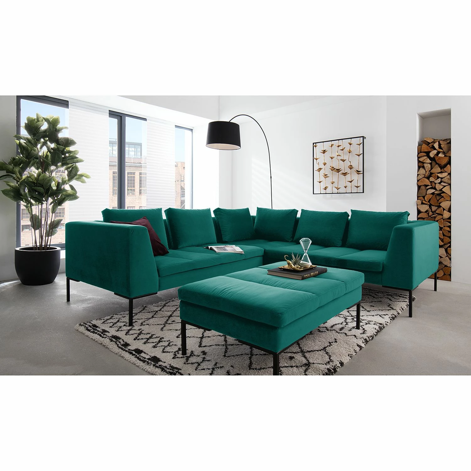 Studio Copenhagen Canapé d’angle Madison II - Velours Shyla: Pétrol - Angle à gauche (vu de face) 10 Studio Copenhagen Canapé d’angle Madison II - Velours Shyla: Pétrol - Angle à gauche (vu de face) – Image 8