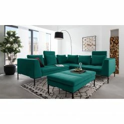 Studio Copenhagen Canapé d’angle Madison II - Velours Shyla: Pétrol - Angle à gauche (vu de face) 14 Studio Copenhagen Canapé d’angle Madison II - Velours Shyla: Pétrol - Angle à gauche (vu de face) -loftscape Boutique ecksofa madison ii samt 3 sitzer davorstehend links stoff shyla petrol 5169440