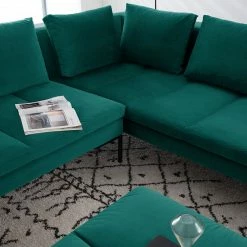 Studio Copenhagen Canapé d’angle Madison II - Velours Shyla: Pétrol - Angle à gauche (vu de face) 16 Studio Copenhagen Canapé d’angle Madison II - Velours Shyla: Pétrol - Angle à gauche (vu de face) -loftscape Boutique ecksofa madison ii samt 3 sitzer davorstehend links stoff shyla petrol 5169448