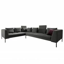 Studio Copenhagen Canapé d’angle Madison III - Velours Shyla: Vert de gris - Angle à gauche (vu de face)