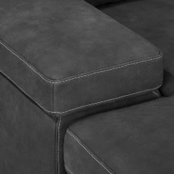 Ars Natura Canapé d'angle Maine - Gris foncé - Méridienne courte à gauche (vue de face) -loftscape Boutique ecksofa maine echtleder longchair davorstehend links dunkelgrau 4479756