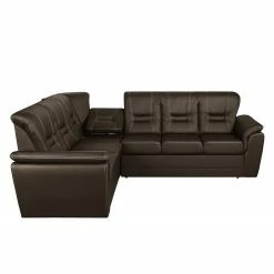 Modoform Canapé d'angle Marquette (convertible) - Angle à gauche (vu de face) 31 Modoform Canapé d'angle Marquette (convertible) - Angle à gauche (vu de face) -loftscape Boutique ecksofa marquette mit schlaffunktion kunstleder dunkelbraun 2 sitzer davorstehend links 4085216