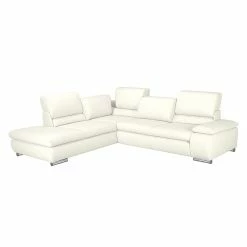 Fredriks Canapé d'angle Masca - Imitation cuir blanc - Méridienne à gauche (vue de face)