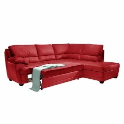 Cotta Canapé d'angle Kevin (convertible) - Cuir véritable rouge - Méridienne à Â  droite (vue de face) -loftscape Boutique ecksofa nebolo mit schlaffunktion echtleder rot ottomane davorstehend rechts 343463