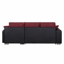 Fredriks Canapé d'angle Dulmen (convertible) - Imitation cuir / Tissu structuré Méridienne à Â  monter gauche ou droite - Noir / Rouge -loftscape Boutique ecksofa palma mit schlaffunktion kunstleder strukturstoff schwarz rot 1150946