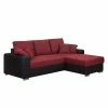 Fredriks Canapé d'angle Dulmen (convertible) - Imitation cuir / Tissu structuré Méridienne à Â  monter gauche ou droite - Noir / Rouge -loftscape Boutique ecksofa palma mit schlaffunktion kunstleder strukturstoff schwarz rot 1150958