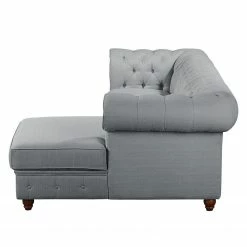 Maison Belfort Canapé d'angle Pintano - Gris argenté - Méridienne longue à droite (vue de face) -loftscape Boutique ecksofa pintano webstoff silbergrau 4896996