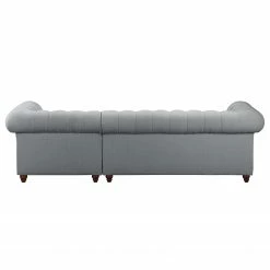 Maison Belfort Canapé d'angle Pintano - Gris argenté - Méridienne longue à droite (vue de face) -loftscape Boutique ecksofa pintano webstoff silbergrau 4897004