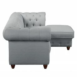 Maison Belfort Canapé d'angle Pintano - Gris argenté - Méridienne longue à droite (vue de face) -loftscape Boutique ecksofa pintano webstoff silbergrau 4897012