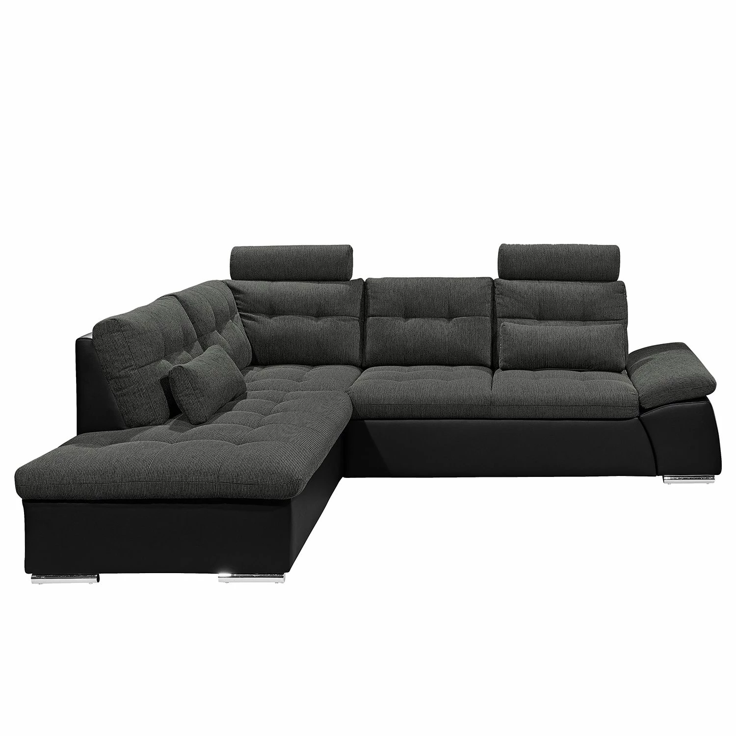 Fredriks Canapé d'angle Puntiro (convertible) - Cuir synthétique Lilo / Tissu structuré Satur: Noit / Anthracite - Méridienne longue à gauche (vue de face) 9 Fredriks Canapé d'angle Puntiro (convertible) - Cuir synthétique Lilo / Tissu structuré Satur: Noit / Anthracite - Méridienne longue à gauche (vue de face) – Image 7