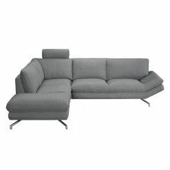 Loftscape Canapé d'angle Sharon - Tissu gris - Méridienne à gauche (vue de face) - 2 appuis-tête -loftscape Boutique ecksofa sharon webstoff grau ottomane davorstehend links 414296