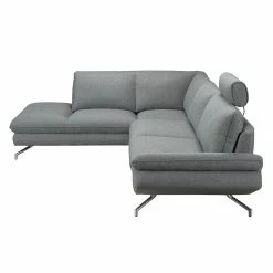 Loftscape Canapé d'angle Sharon - Tissu gris - Méridienne à gauche (vue de face) - 2 appuis-tête -loftscape Boutique ecksofa sharon webstoff grau ottomane davorstehend links 414298