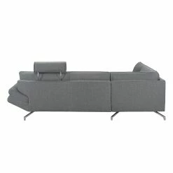 Loftscape Canapé d'angle Sharon - Tissu gris - Méridienne à gauche (vue de face) - 2 appuis-tête -loftscape Boutique ecksofa sharon webstoff grau ottomane davorstehend links 414299