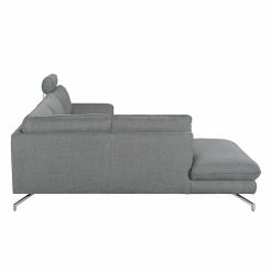 Loftscape Canapé d'angle Sharon - Tissu gris - Méridienne à gauche (vue de face) - 2 appuis-tête -loftscape Boutique ecksofa sharon webstoff grau ottomane davorstehend links 414300