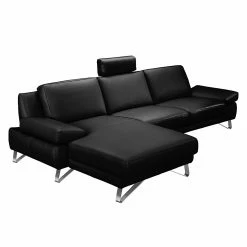 Loftscape Canapé d'angle Silvano - Avec appui-tête -loftscape Boutique ecksofa silvano echtleder schwarz longchair davorstehend links 490867