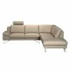Loftscape Canapé d'angle Silvano - Cuir synthétique taupe - Méridienne à droite (vue de face) - 1 appui-tête -loftscape Boutique ecksofa silvano kunstleder taupe ottomane davorstehend rechts 443770