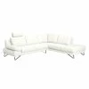 Loftscape Canapé d'angle Silvano - Cuir synthétique blanc - Méridienne à droite (vue de face) - Sans appui-tête -loftscape Boutique ecksofa silvano kunstleder weiss ottomane davorstehend rechts 443599