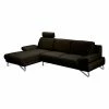 Loftscape Canapé d'angle Silvano - Tissu marron noir - Méridienne à gauche (vue de face) Sans appui-tête -loftscape Boutique ecksofa silvano webstoff braun schwarz longchair davorstehend links 514192
