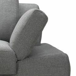 Loftscape Canapé d'angle Silvano - Imitation cuir gris - Méridienne à droite (vue de face) Avec 1 appui-tête -loftscape Boutique ecksofa silvano webstoff grau longchair davorstehend rechts 514722