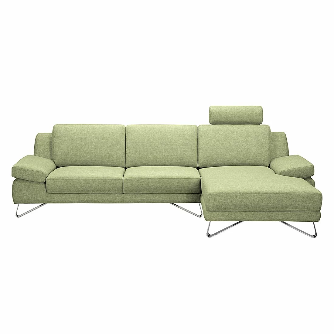 Loftscape Canapé d'angle Silvano - Tissu vert - Méridienne à droite (vue de face) Avec 1 appui-tête 3 Loftscape Canapé d'angle Silvano - Tissu vert - Méridienne à droite (vue de face) Avec 1 appui-tête